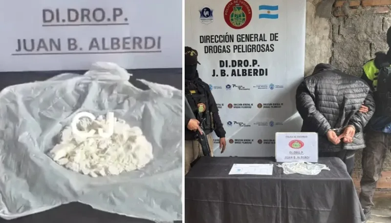 Detienen a un hombre con 200 gramos de cocaína en Juan Bautista Alberdi