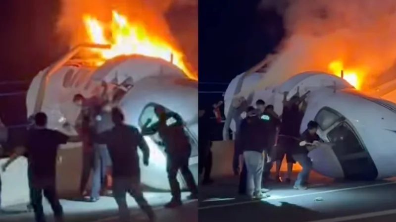 Una avioneta cayó sobre una autopista en Texas, se incendió y dejó un muerto: las dramáticas imágenes del rescate